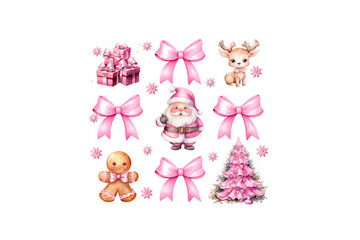 Pink Coquette Christmas  Doodle Sublimation T Shirt Design