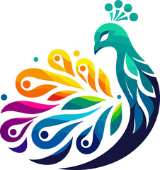 Vector peacock color logo art