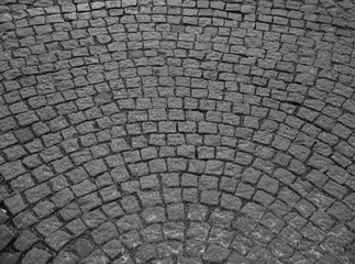 Old square cobble stone. paving perspective background.Paving stone pavement texture. Cobblestone...