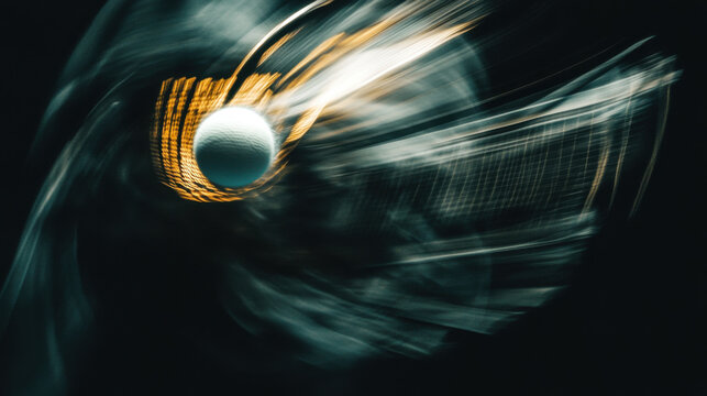 Dynamic Motion of a Baseball in Flight Against a Dark Background Capturing the Essence of Speed and Precision in Sports