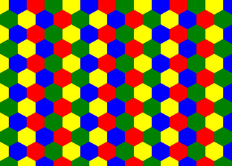 colorful hexagons attached to each other like the cells of a bee hive