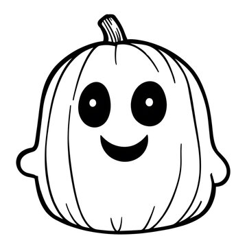 Pumpkin horror, halloween style, simple and easy coloring book for kids, cartoon style.