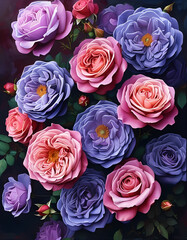 Fototapeta premium purple and pink roses with fully bloomed petals.