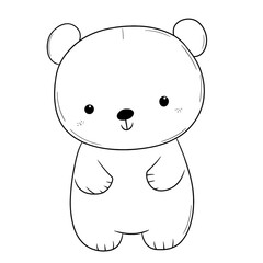 Teddy bear, toy , simple and easy coloring book for kids, cartoon style.