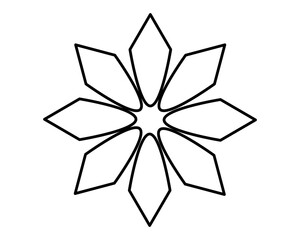 Snowflake like flower, weather sign - vector linear image for coloring, logo or pictogram. Outline. Snowflake, snow for icon or sign