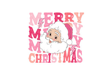 Pink Merry Christmas Sublimation T Shirt Design