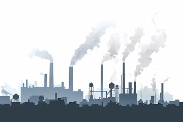 Fototapeta premium Industrial Cityscape with Smoky Chimneys and Pollution Effect