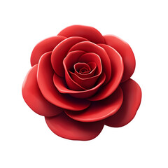 Red rose 3d flower isolated as transparent PNG, generative AI © designorTG