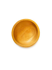 Empty wooden bowl isolated on white