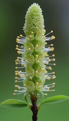 Naklejka premium Close-Up, Detailed Texture of Vibrant Yellow Pollen on a Salix Fragilis, Realistic Photography