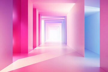 Futuristic Geometric Shapes with Light Rays AI generated illustration