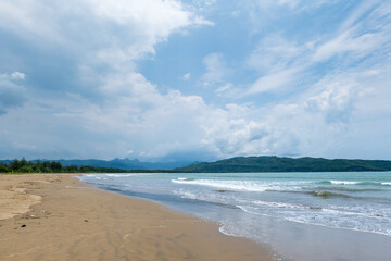 Pacitan beach landscape in Java, Indonesia. A popular beach resort for surfing in Indonesia