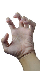 Posture hand to grab objects, isolated on white