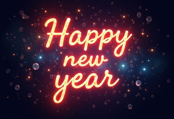 Happy new year colorful calligraphic shining shiny smooth lettering