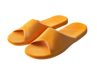 Bright Orange Slippers Isolated on Transparent Background