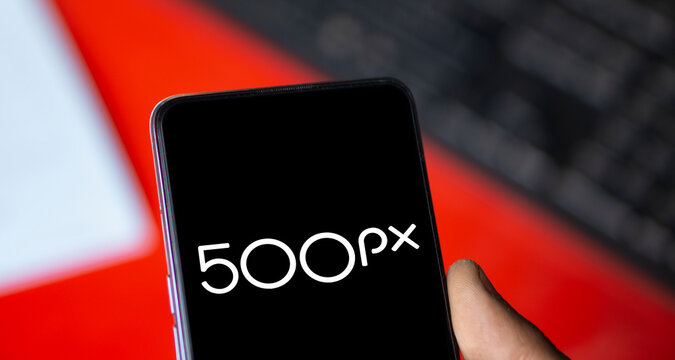 Dhaka, Bangladesh- 9 Dec 2024: 500px logo is displayed on smartphone.500px is a global online photo-sharing platform.