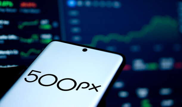 Dhaka, Bangladesh- 9 Dec 2024: 500px logo is displayed on smartphone.500px is a global online photo-sharing platform.