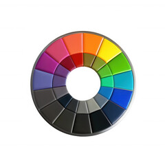 Obraz premium A circular color wheel showcasing a vibrant array of colors including red, orange, yellow, green, blue, and purple. Perfect for artistic reference.