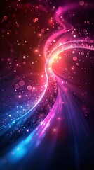 Fototapeta premium 梦幻光带绚丽多彩曲线星点背景壁纸