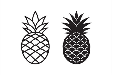 Fototapeta premium pineapple vector, pineapple fruit silhouette vector art illustration