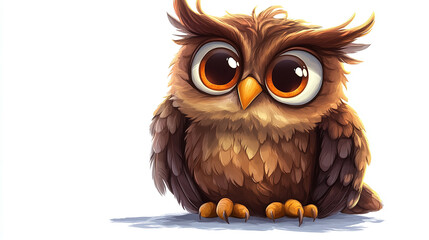 Fototapeta premium Owl, wise bird of cartoon fame, animal guardian of forest wildlife, symbol of wisdom in nature, eyes gleaming with knowledge, cute illustration depicts nocturnal character, art design captures feather