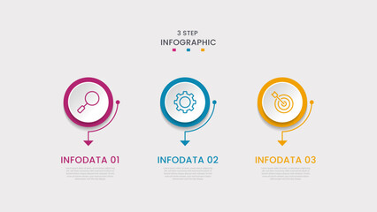 Fototapeta premium Business data visualization. Process chart. Abstract elements of a graph or diagram with Three Steps, and processes. Vector business template for presentation. Creative concept for infographic.