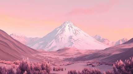 Mount Fuji at dawn, with soft pastel skies and detailed textures highlighting its serene beauty.