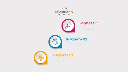 Business data visualization. Process chart. Abstract elements of a graph or diagram with Three Steps, and processes. Vector business template for presentation. Creative concept for infographic.