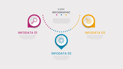 Business data visualization. Process chart. Abstract elements of a graph or diagram with Three Steps, and processes. Vector business template for presentation. Creative concept for infographic.