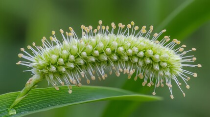 Fototapeta premium Close-Up Macro Photo Crack Willow Salix Fragilis Catkin Detail with Vibrant Yellow Pollen