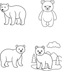 A Bear Line Art Vector Illustration