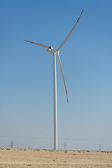Wind turbines in the desert, Maٰān Governorate, Jordan
