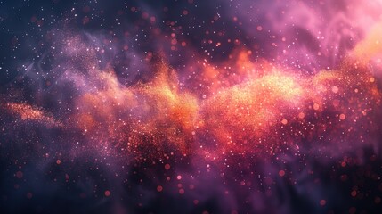 Naklejka premium A mesmerizing display of vibrant swirling particles and ethereal colored lights in a chaotic yet stunning blend, creating a dreamlike visual spectacle