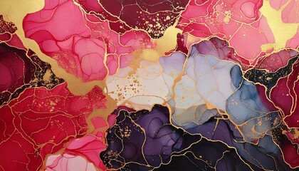 Generated image　着物の柄のようなアルコールインクアート