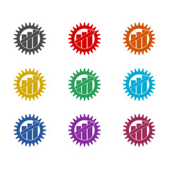 Gear efficiency icon isolated on white background. Set icons colorful