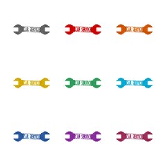 Car service wrench icon isolated on white background. Set icons colorful