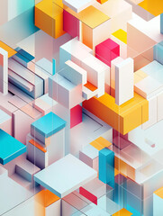 Fototapeta premium Abstract geometric shapes. Colorful 3D cubes. Modern design. Geometric pattern.