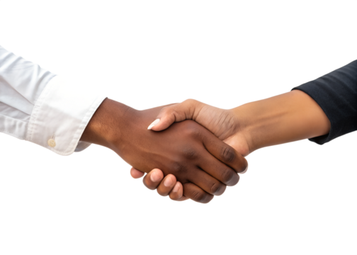 Hands Shaking, Businessmen making handshake greeting goodbye, partnership agreement  dealing white background transparent png - Powered by Adobe
