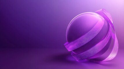 Abstract Purple Sphere Enveloped by a Glimmering Ribbon Artistic 3D Render