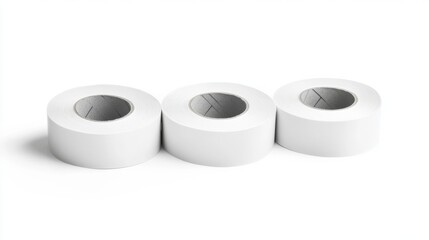 Three White Adhesive Tapes on Rolls - High-Quality Office Supplies