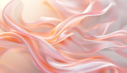 Soft Flowing Satin Fabric in Shades of Pink and Peach with Gentle Light Reflections – Luxurious Abstract Texture for Design and Backgrounds
