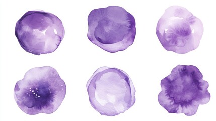 Purple Watercolor Circles Abstract Art Print