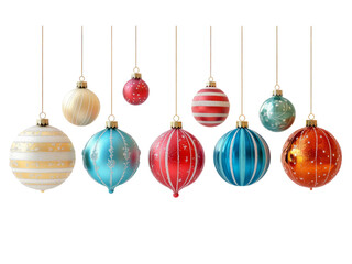 Colorful Christmas Ornaments Isolated on Background