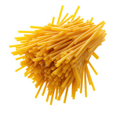 Vibrant Yellow 3D Pasta Shapes Heap on White Background in Minimalist Cartoon Style