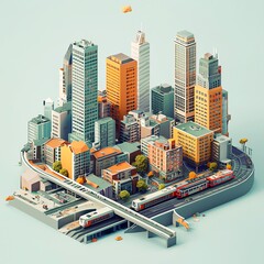 A vibrant cityscape showcasing modern architecture and efficient transport networks.