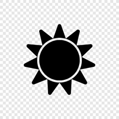 Sun simple icon vector. Flat design. Transparent grid