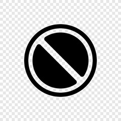 Stop vector simple icon. Flat design. Transparent grid