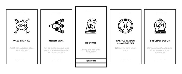 nuclear energy power plant onboarding mobile vector station reactor, station atomic, industry radioactive, tower factory pollution nuclear energy power plant illustrations
