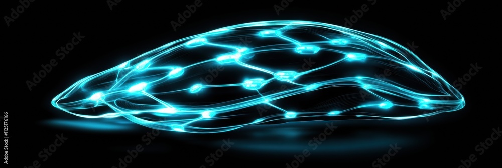 Aufkleber a detailed look at a brain illuminated by blue neural pathways, highlighting cognitive connections a