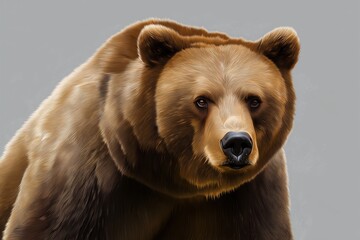 Fototapeta premium Studio photo of a bear isolated against a white background. Wildlife and conservation concept, space for copy.